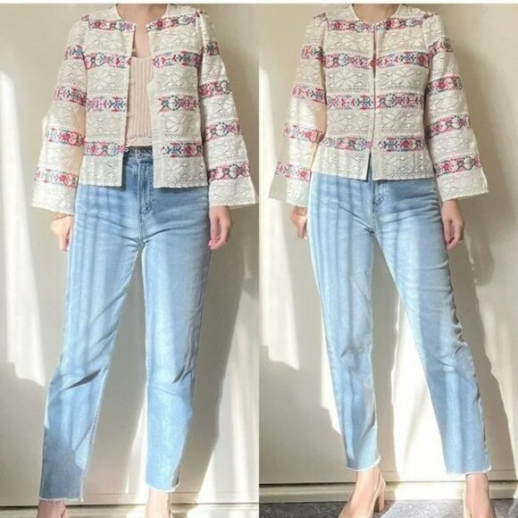 Sezane Floral Embroidered Lace Matika Blouse - Picture 4 of 16